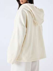 LYSMO 2025 New Arrive Minimalism Winter Women's Fashionable Versatile Solid Color Hooded Overcoat - Beige - View 2