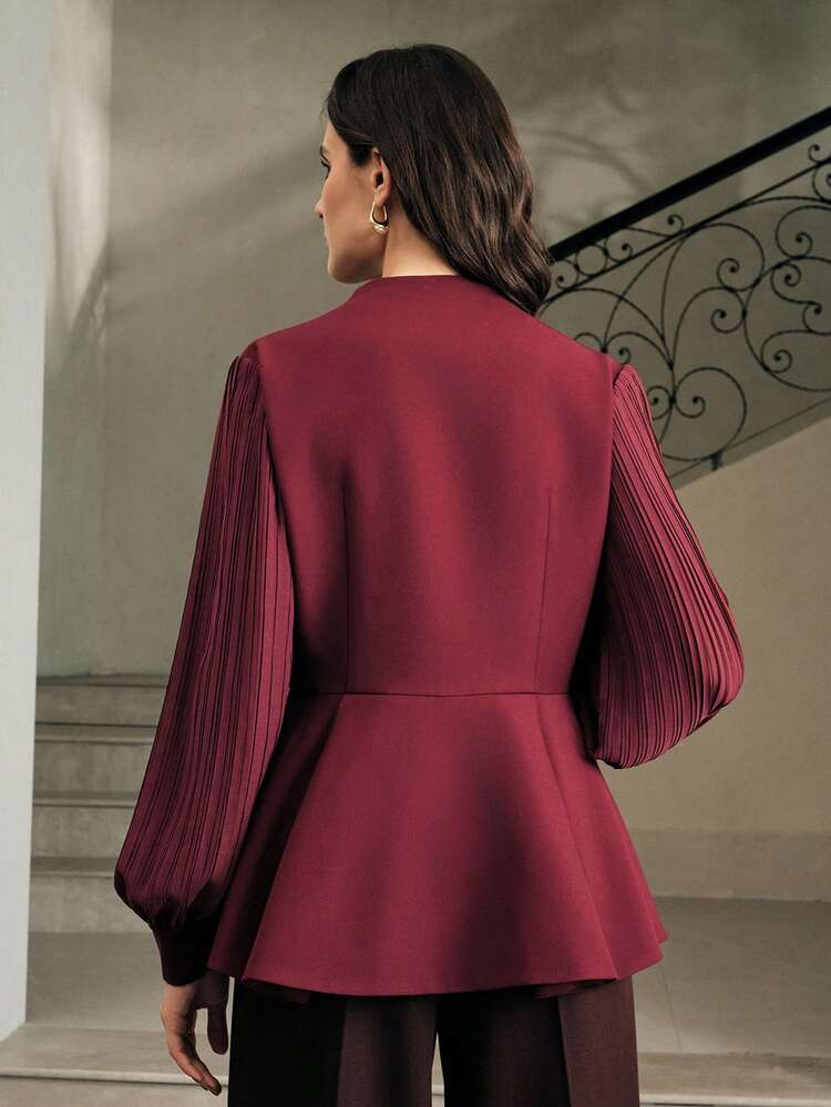 白真珠ビーズ フローラル エレガントロマンチック ウエストシェイプ Vネック 長袖ジャケット