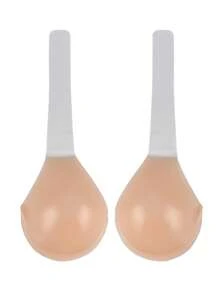1 对肤色硅胶露背无肩带粘合文胸胸部提升 - 杏色 - 查看 6