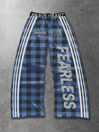 Herren Loose Fit Hose mit doppelter Taillenbandblesse und Karomuster