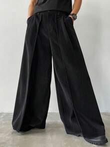 Claim Dot PAVTROS Manfinity Streetrush Herren Street-Style Populär INS Matching. Herren Streetwear, Herren Schwarze Cord Hose, Weite Loose Leg Hose, Lässige Mode Vielseitige Hose, Baggy, Schwarze Hose, Cord, Weihnachten, Street Style, Freund Geschenk, Für Winter