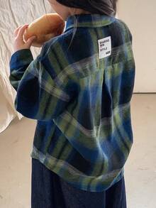 DAZY 女童翻领格子长袖梭织衬衫，秋季款 - 彩色 - 查看 1