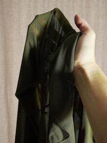 SHEIN ICON Plus Size Military Green Exaggerated Ruffle Front Tie Knit Top - Army Green - View 10