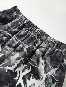 SHEIN 男童休闲日常舒适印花直筒宽松梭织裤 - 彩色 - 查看 4