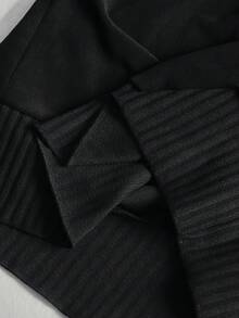 SHEIN Sports 女士纯色落肩长袖休闲宽松卫衣 - 黑色 - 查看 5