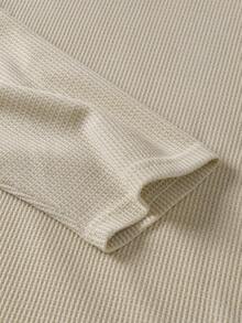 Manfinity Homme 男士休闲撞色圆领长袖T恤，秋季 - 杏色 - 查看 4