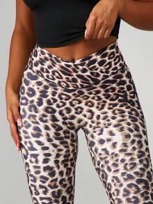 Missguided x Playboy High Waisted Leopard Print Sports Leggings Athletic Compression Tights For Yoga Workout Gym Training Exercise Fitness Running - Multicolor - View 4