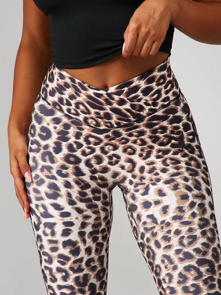 Missguided x Playboy High Waisted Leopard Print Sports Leggings Athletic Compression Tights For Yoga Workout Gym Training Exercise Fitness Running