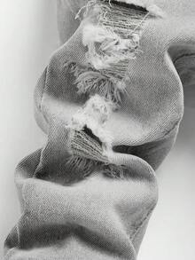 SHEIN Calça Jeans Preta Lavada com Bolso e Rasgos para Bebê Menino, Primavera Verão, Roupas de Verão para Bebê Menino, Calça Jeans Rasgada para Bebê Menino