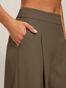 Silquee Women's Casual Solid Color Wide Leg Pants,Fall - Brown - View 6