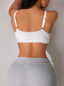 NudeFit 1pc Women's Lace Wireless Comfortable Bra - White - View 2