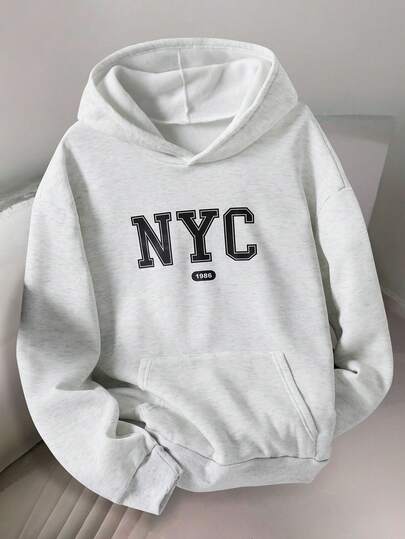 SHEIN Mirajuku 青少年男童休闲纯色轻薄灰色卫衣