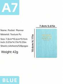1 Sổ kế hoạch A7 2026 tiếng Anh, 64 tờ (128 trang), lịch tuần mỏng, lịch kế hoạch hàng ngày 365 ngày, sổ tay mini bỏ túi A7, bìa da PU, đồ dùng văn phòng, sổ kế hoạch, đồ dùng học tập, đồ dùng chuẩn bị năm học mới - Nhiều màu - Xem 14