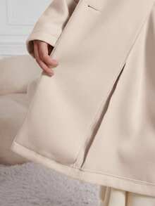 SHEIN Lady 秋冬季卡其色翻领羊毛大衣 优雅女士秋季风衣 女士双排扣羊毛大衣配吊带设计 冬季女士夹克 女士防风夹克 秋季女士 冬季女士 女士服装 秋季女士 女士冬季夹克 女士冬季外套 女士感恩节 感恩节 女士感恩节 优雅女士时尚系列 - 杏色 - 查看 5