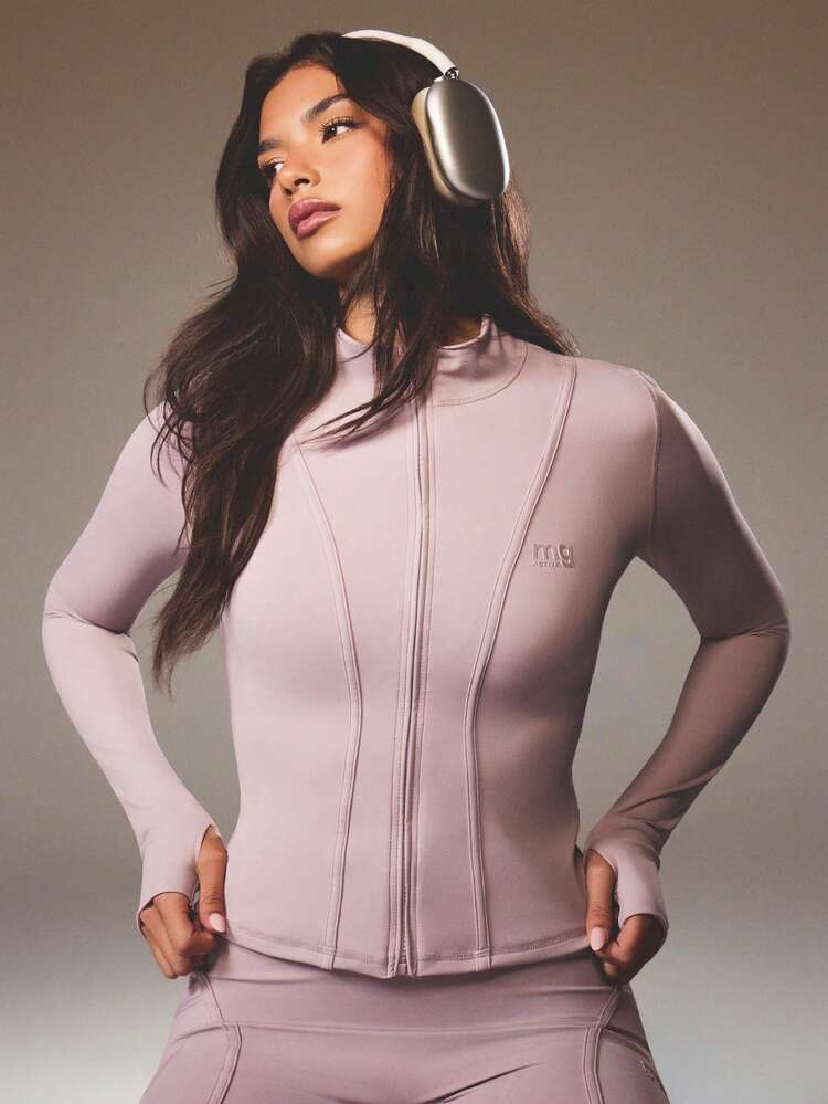 MISSGUIDED Performance Activewear Zip Up Training Jacket Athletic Workout Full Zip Running Track Top Moisture Wicking Exercise Fitness Sport Outerwear