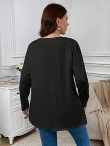 Firerie Ombre Heart Texture Print Casual Minimalist Round Neck Plus Size T-Shirt, Autumn/Winter - Multicolor - View 2