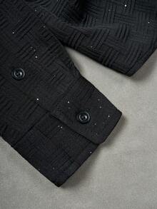 Manfinity Hypemode Bộ quần áo dài tay và áo sơ mi sequin thường ngày cho nam - màu đen - Xem 4