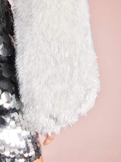 ROMWE Avant Women's Retro Vantage Elegant Party Faux Fur Jacket