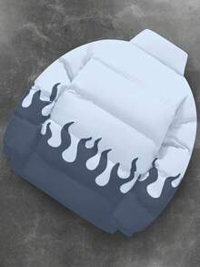 PAVTROS Men Winter Long Sleeve Coats,Manfinity Streetrush Men's Street Flame Pattern Winter Coats, Gift For Boyfriend,Blue Winter Coats - Multicolor - View 2