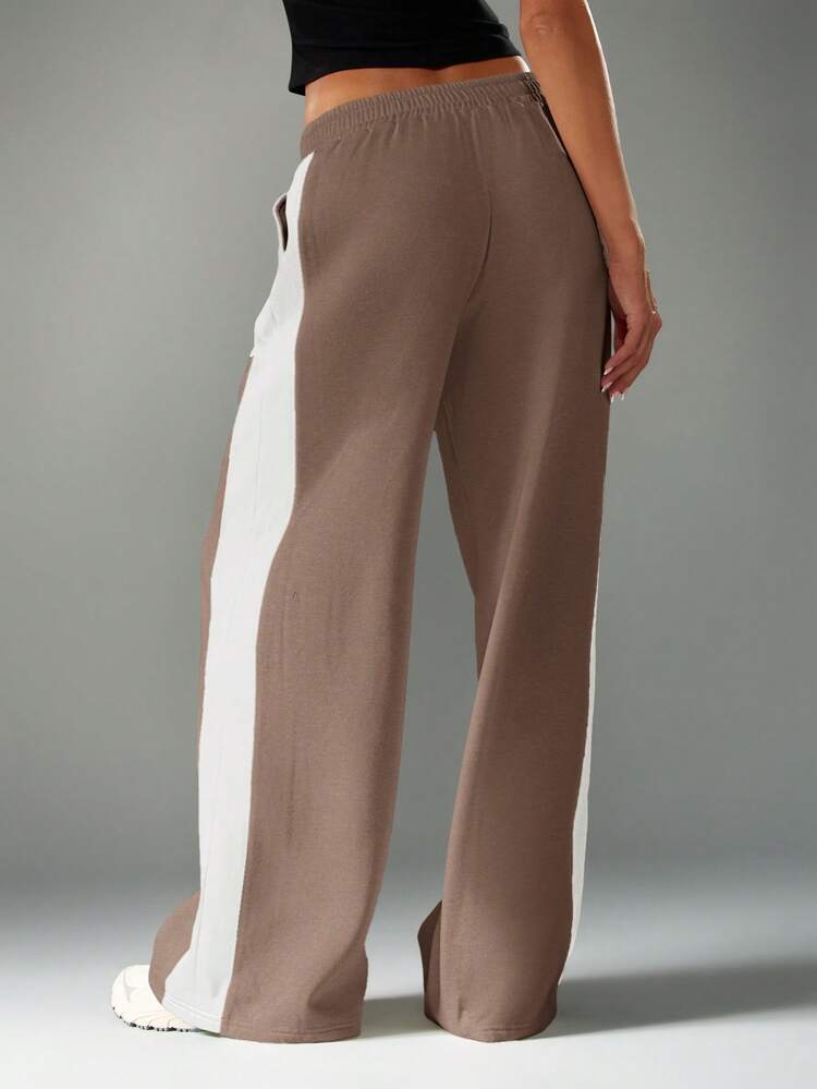 MISSGUIDED Wide Leg Sweatpants For Women Elastic Waistband Side Stripe Casual Joggers Fall Winter Loungewear