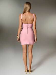 Nuvra Sexy Solid Color Knit Spaghetti Strap Sleeveless Mini Dress, Bodycon Party Holiday Dress For Women