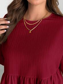 SHEIN Essnce 大码女装春秋季时尚休闲宽松舒适日常质感面料浅红色长袖荷叶边衬衫，曲线可爱上衣，女式衬衫，奶油黄，秋季穿搭，返校季