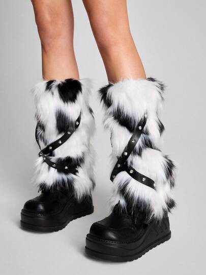 Grunge Punk 1pair Leopard Print Stylish And Warm Leg Warmers For Women