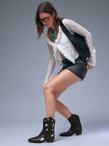 Solezae New Women's Sleek Design Slip-On Chunky Heel Western Style Chic Cowboy Boots For Fall Winter Holiday