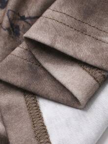 DAZY 中国风扎染女长袍 - 棕色 - 查看 7