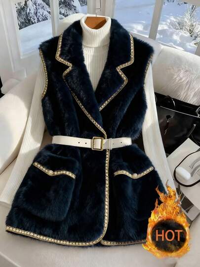 Franclia New Autumn/Winter Fashionable Women Faux Fur Vest