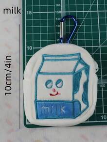 1个美味食物主题可爱（非毛绒柔软填充）耳机收纳盒兼零食钱包 - 多功能卡通迷你包，可收纳耳机线和零钱包（汉堡/薯条/牛奶/面包款式） - 青少年及成人可爱配饰