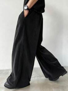 Claim Dot PAVTROS Manfinity Streetrush Herren Street-Style Populär INS Matching. Herren Streetwear, Herren Schwarze Cord Hose, Weite Loose Leg Hose, Lässige Mode Vielseitige Hose, Baggy, Schwarze Hose, Cord, Weihnachten, Street Style, Freund Geschenk, Für Winter