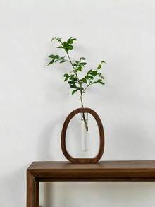 1pc Walnut Vase Decoration, Clear Glass Test Tube Vase, Small Aquatic Flower Installation, Simulated Dried Flower Decoration Vase, Flower Arrangement Art Vase, Simple Table Decoration, Simple Living Room Exhibition Hall Decoration, Home Decoration, - Brown - View 15