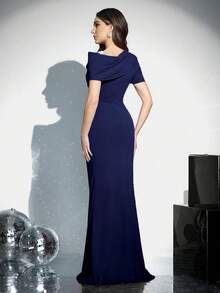 Coutiva Women's Knitted Red Bubble Sleeve Cinched Waist Bodycon Formal Evening Dress