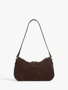 Viva Strut Crocodile Pattern Shoulder Bag - Coffee - View 3