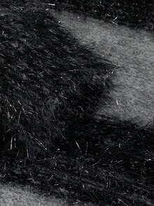 Louniche Jersey de punto con cuello redondo, manga larga y lentejuelas de color contrastante, minimalista para mujer