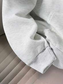 SHEIN Mirajuku 青少年男童休闲纯色轻薄灰色卫衣 - 淺灰色 - 查看 3