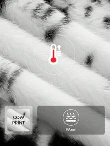 Anewsta 女士时尚休闲长款人造毛领宽松奶牛印花白色外套 - 黑與白 - 查看 9