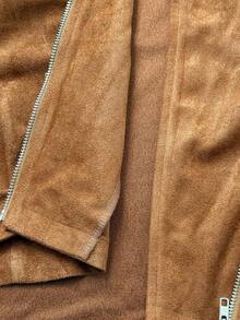 Sunspun Plus Size Women Casual Retro Suede Jacket - Camel - View 8