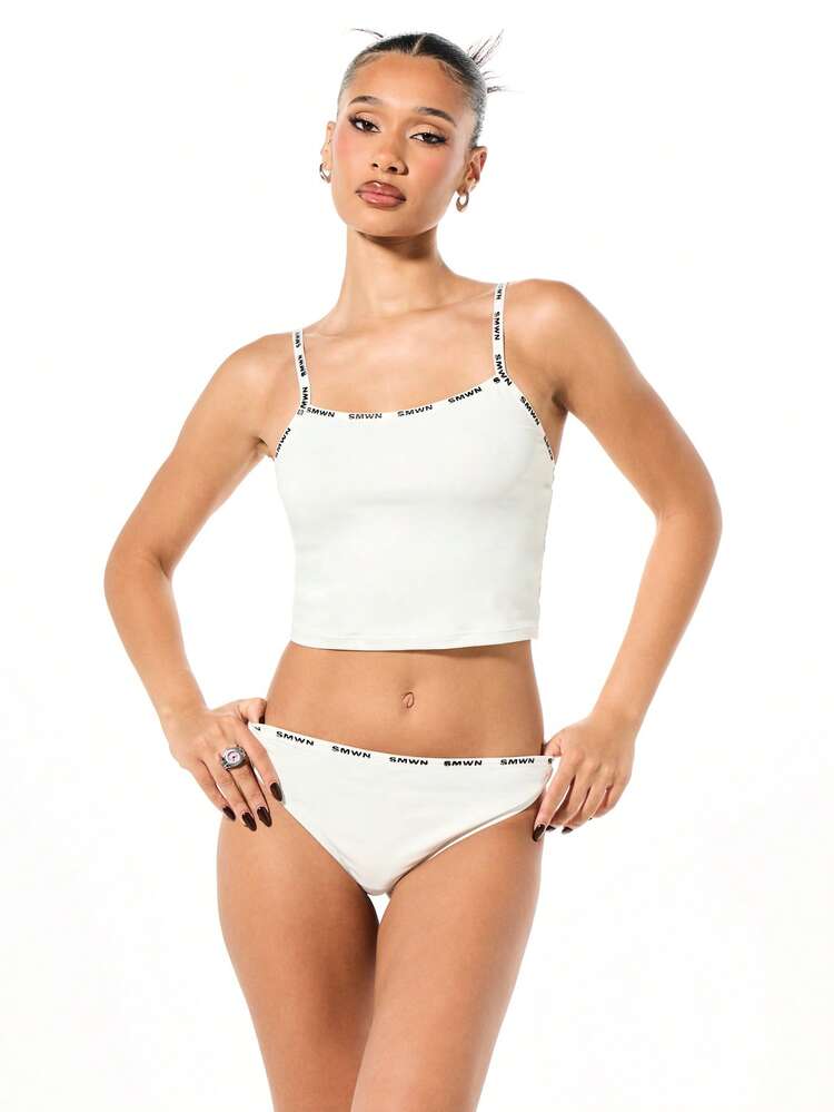 SUMWON WOMEN Branded Elastic Cami And Brief Set