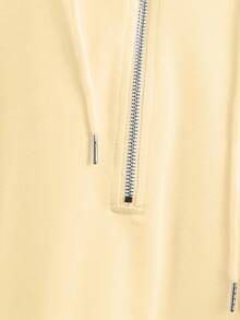 Chiquease Áo nỉ trùm đầu tay ngắn có dây rút bất đối xứng dành cho nữ, mùa xuân/hè - Màu be - Xem 5