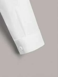 SHEIN EZwear Plus Size Women Woven Long Sleeve Single-Breasted Shirt In White