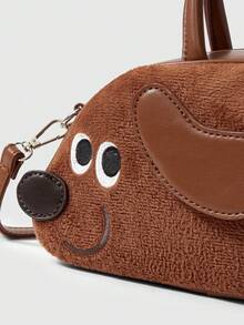 ROMWE Kawaii 小众设计手提包，饰有贵宾犬图案 - 棕色 - 查看 3