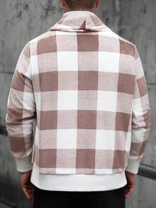 Manfinity CasualCool 男士保暖内衬休闲格子长袖外套，百搭时尚 - 黃色 - 查看 2