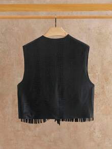 Manfinity NXTstreet 男士百搭时尚流苏鳄鱼纹背心 - 彩色 - 查看 2