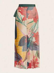 Swim Oasis Kích thước lớn In hoa Cổ v Áo tắm một mảnh Với Che phủ Váy - Nhiều màu - Xem 7