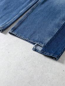 PAVTROS Men's Loose Fit Pockets Wide Leg Casual Versatile Jeans Loose Wide Leg Washed COUPLE Blue Street For Boyfriend & Husband Baggy Blue Jeans Men - Blue - View 6