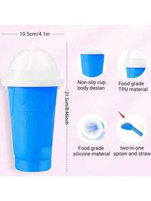 1pc - Make Your Own Smoothie Cup, Quick Iced Milkshake For Summer, Magic Smoothie Cup, Magic Slush Cup With Lid And Straw, Portable Smoothie Squeeze Cup, Double Silicone DIY Magic Smoothie Maker Squeeze Cup For Juice, Soda, Milk And Ice Cream, Gift - Multicolor - Ver 3