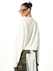 SUMWON WOMEN Vintage College Basketball Champions Long Sleeve Graphic Tee With Distressed Print Design - White - View 2