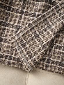 Franclia Fashionable Simple And Elegant Women's Autumn Black Knitted High-Elastic Tight Long-Sleeved Top Women's T-Shirt Bottoming Shirt Paired With French Retro Plaid Fit Skirt Pants Women's Bottoms Women's Skirt With Brown Belt Women's 2-Piece Set Women's Suits Women's Women's Set Women's Autumn Suit Women's Winter Set Women's Suit Skirt Graduation Suit Suitable For Casual Commuting And Versatile Two-Piece Suit Winter Clothes For Women